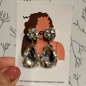 Elegant Silver Crystal Drop Earrings